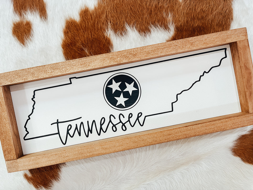 Tennessee Tri-Star State Outline Sign