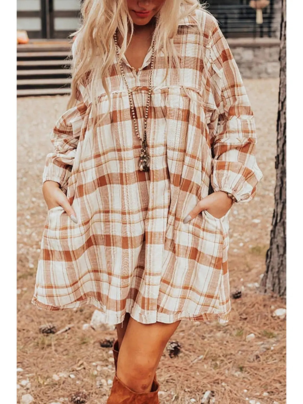 Plaid Babydoll Mini Dress