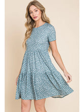 Load image into Gallery viewer, Blue Floral Tiered Swing Dress
