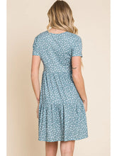Load image into Gallery viewer, Blue Floral Tiered Swing Dress

