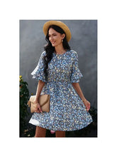 Load image into Gallery viewer, Crew Neck Flower Dress
