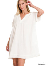 Load image into Gallery viewer, Raw Hem V-Neck Dress
