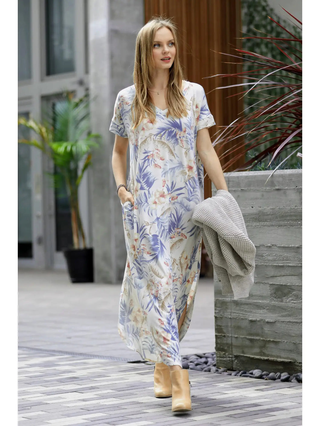Tropical Pattern Maxi Dress
