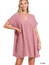 Load image into Gallery viewer, Raw Hem V-Neck Dress
