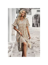 Load image into Gallery viewer, Beige Floral Midi Dress

