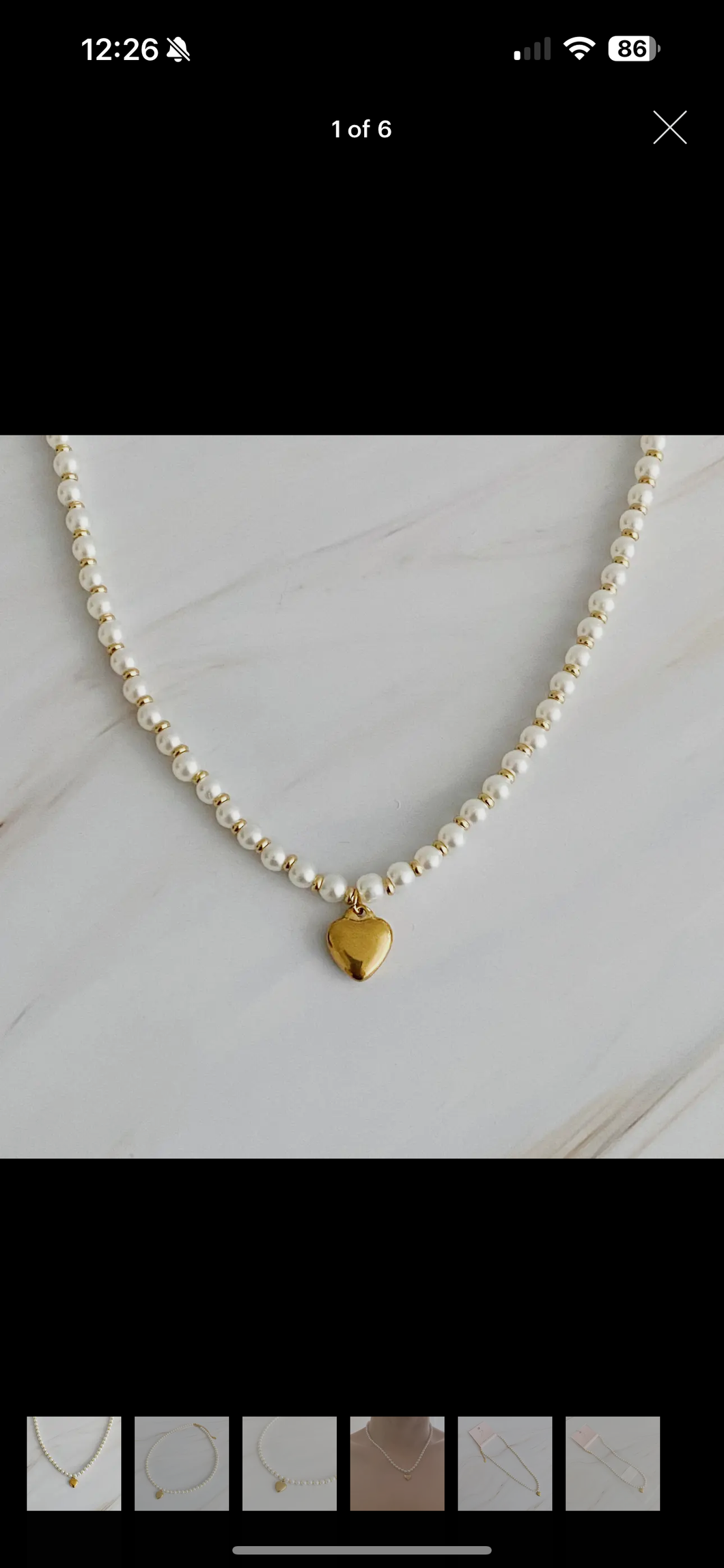 Gold & Pearl Heart Necklace