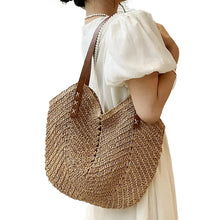 Load image into Gallery viewer, Crochet Wicker Tote Bag
