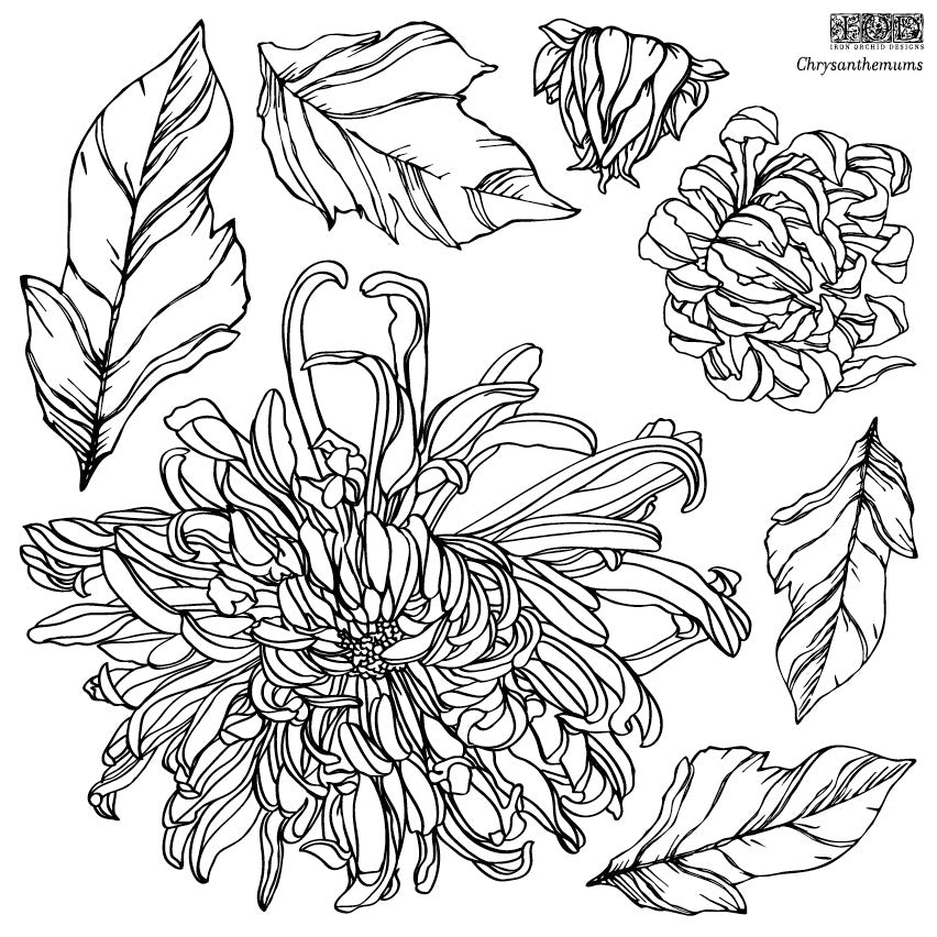 Chrysanthemums 12x12 IOD Decor Stamp