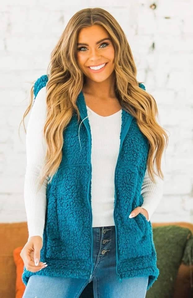 Teal Sherpa Vest