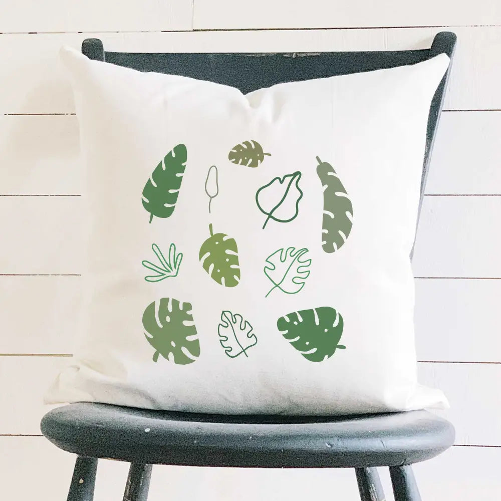 Monstera Palm Leaves - Square Canvas Pillow