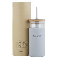 Load image into Gallery viewer, Sips 18 oz Glass Tumbler
